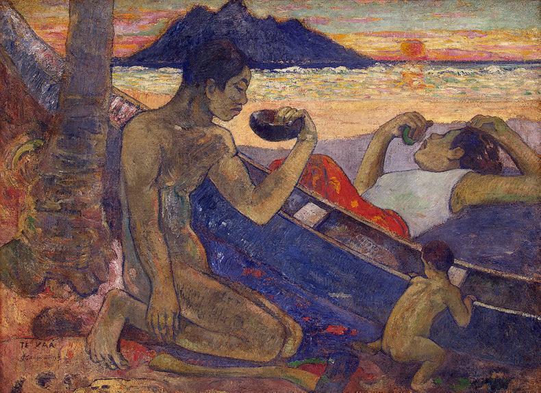 The Canoe. A Tahitian Family - Paul Gauguin Painting